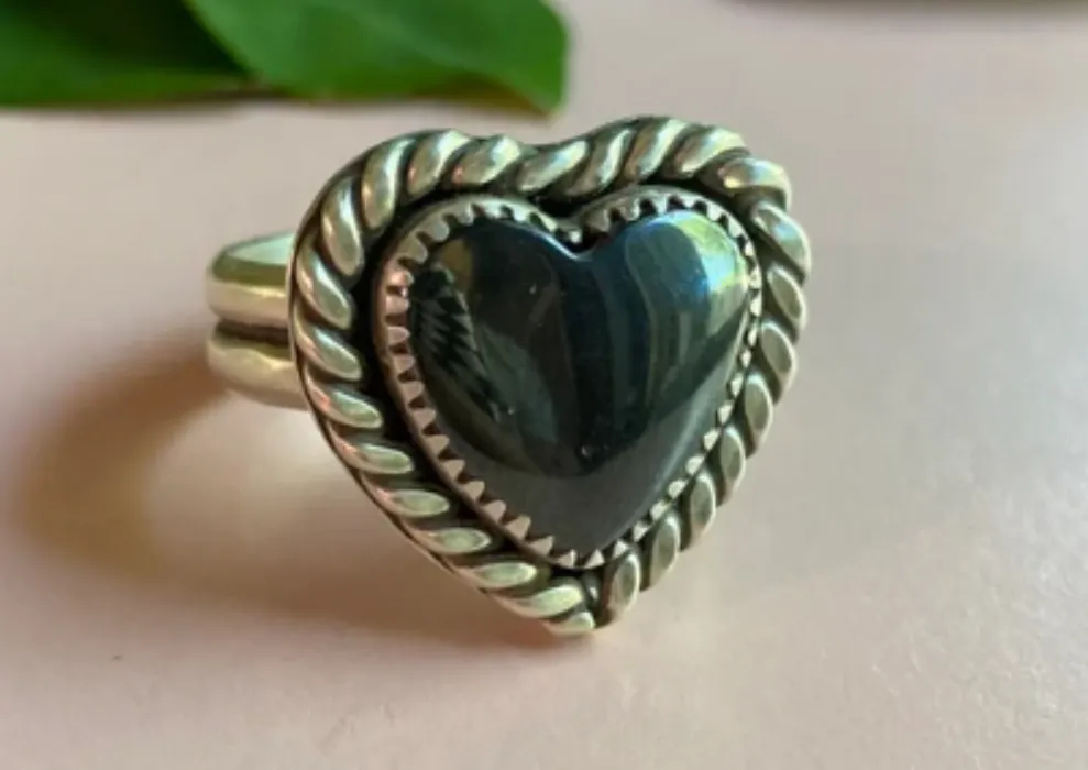 hematite heart ring