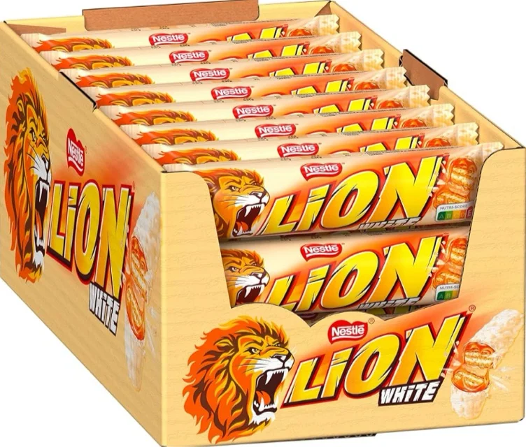 NESTLÉ Lion Białe chrupiące batony z białą glazurą, nadzieniem karmelowym i chrupiącym gofrem, 24 sztuki (24 x 42 g) : Amazon.pl: Zdrowie i gospodarstwo domowe