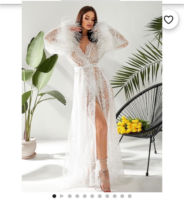 Sheer Feather Trimmed Robe 