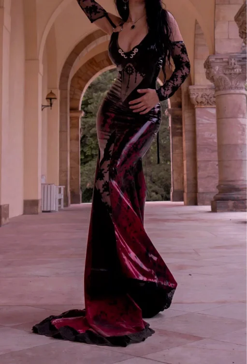 Framed in blood latex gown