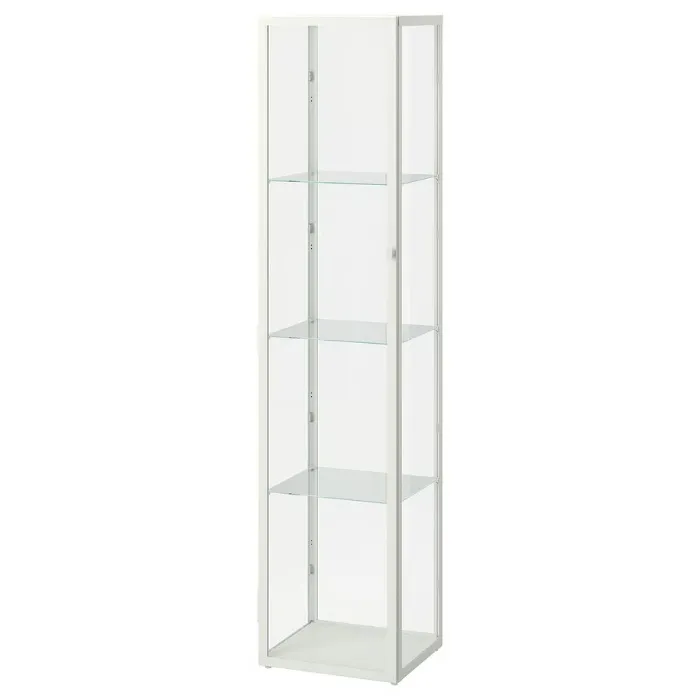 BLÅLIDEN / STRIMSÄV Glass-door cabinet with lighting - white
