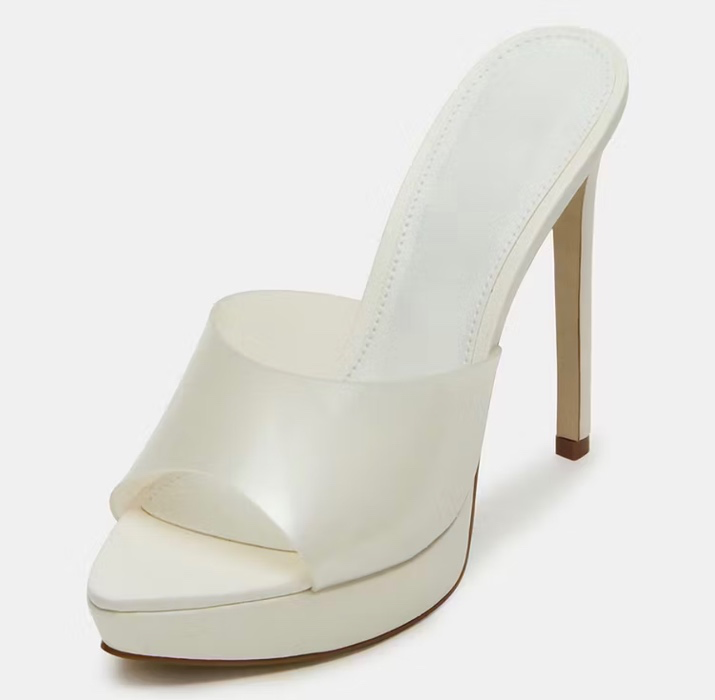 Ivory Open Toe Mule Stilettos 