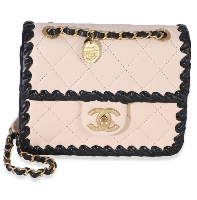 Vintage Chanel Mini Flap Bag Beige