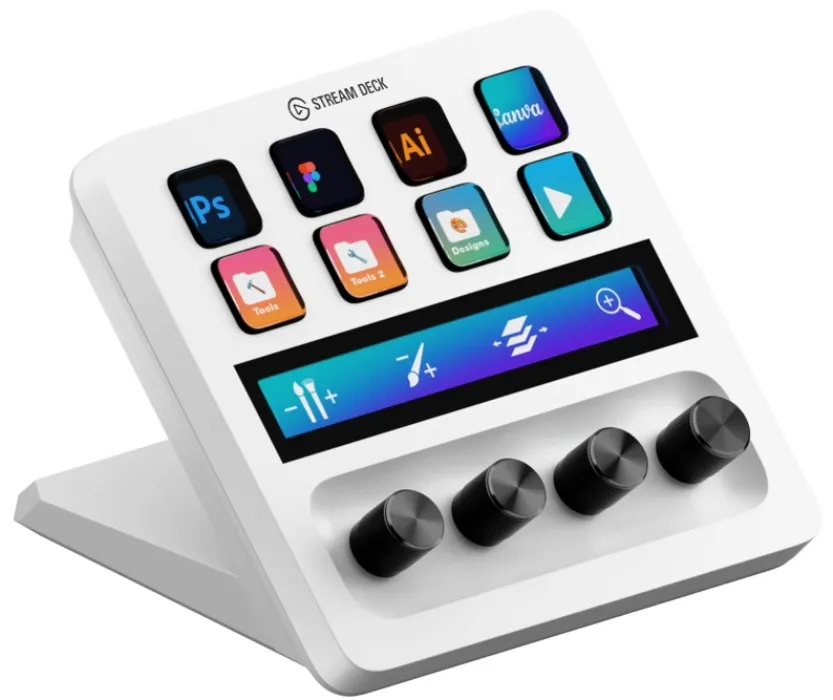 Elgato Stream Deck + White - Studio Controller with LCD Keys, Dials, and Touch Strip for Post Production in Adobe Premiere Pro, Photoshop, DaVinci Resolve, Final Cut Pro - Workflow Automation : Amazon.com.au: Musical Instruments