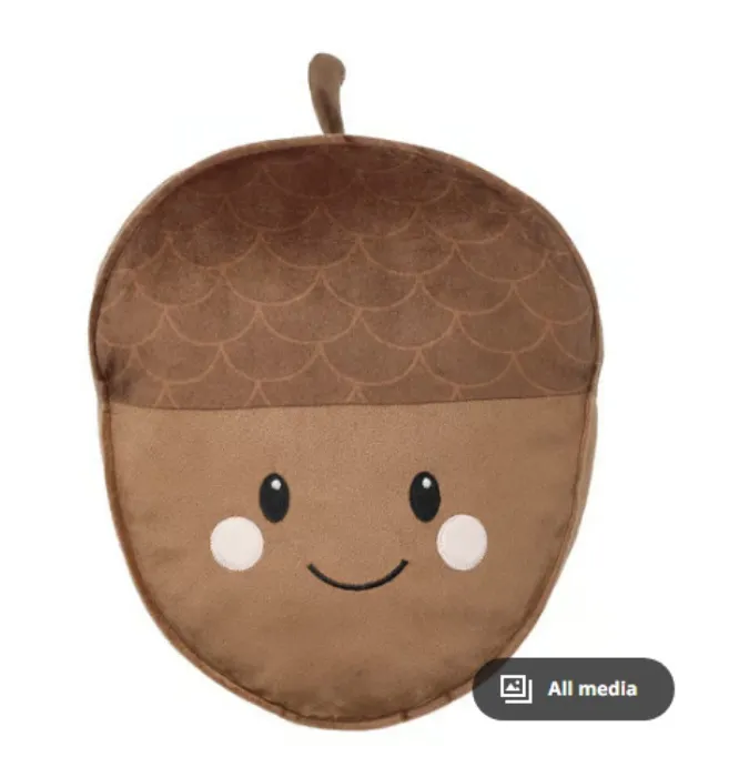 SKOGSDUVA Cushion with pocket - acorn shaped/brown 32x37 cm