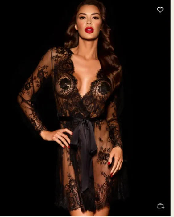 Black Love Lace Robe | M/L