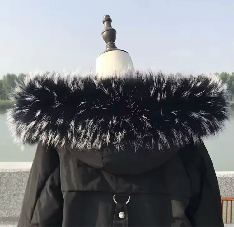 Women's Real Raccoon Fur Collar Shawl Winter Scarf