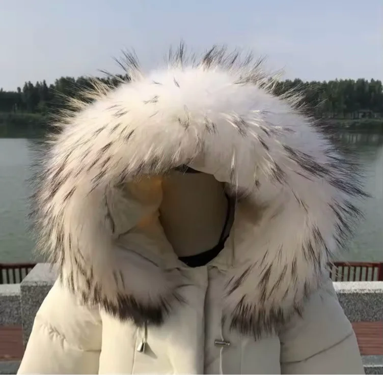 Women's Real Raccoon Fur Collar Shawl Winter Scarf