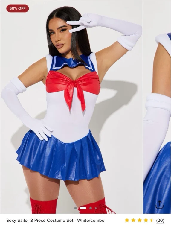 Sexy Sailor 3 Piece Costume Set - White/combo