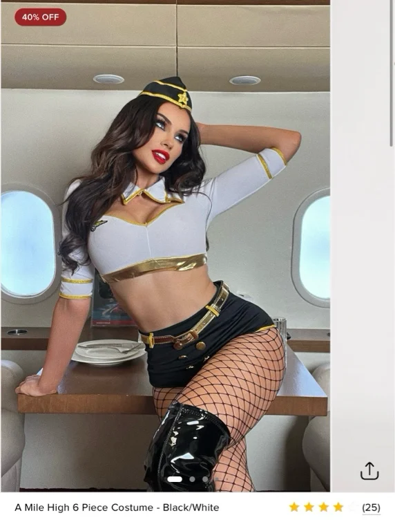 A Mile High 6 Piece Costume - Black/White