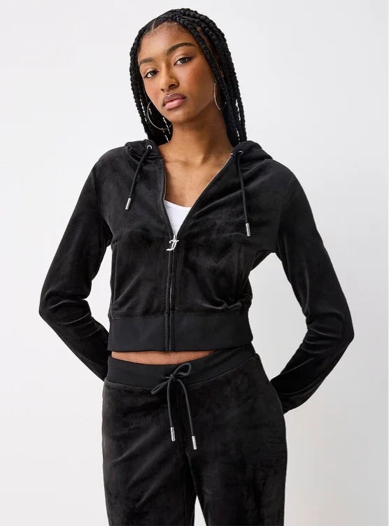 Juicy Couture Diamond logo zippered hood sweatshirt