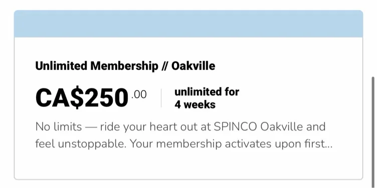 SPINCO UNLIMITED MONTHLY MEMBERSHIP 
