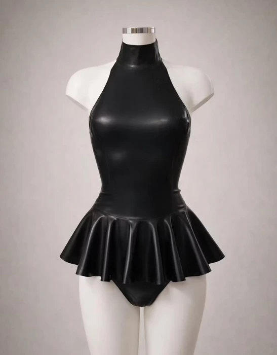 Halter Leotard with Full Peplum Frill