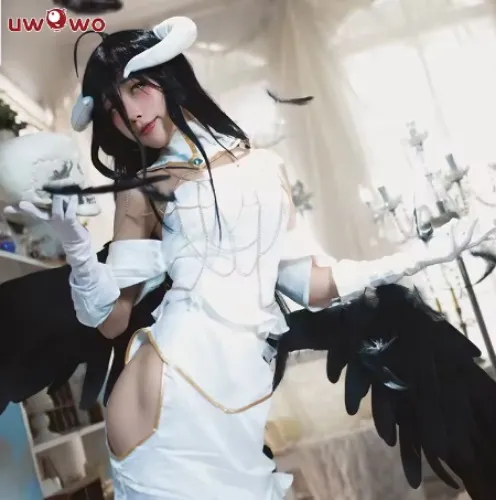 UWOWO Anime Albedo Cosplay Costume Halloween Christmas Costume Cos Women White Dress Albedoo Cosplay