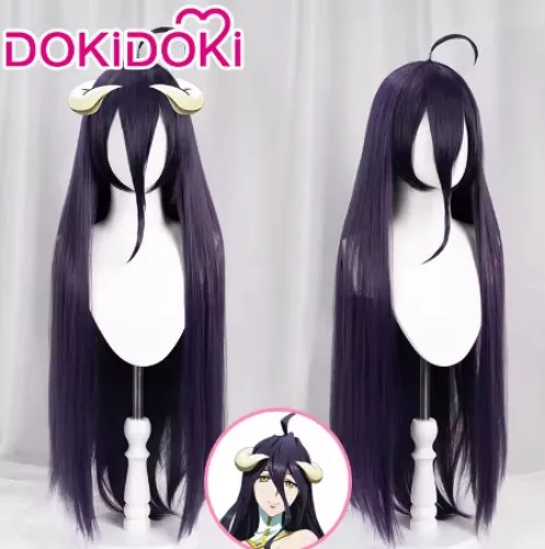 Albedo Wig Anime OVERLORD Cosplay DokiDoki Wig Cosplay Long Purple Wig Hair Heat Resistant Synthetic