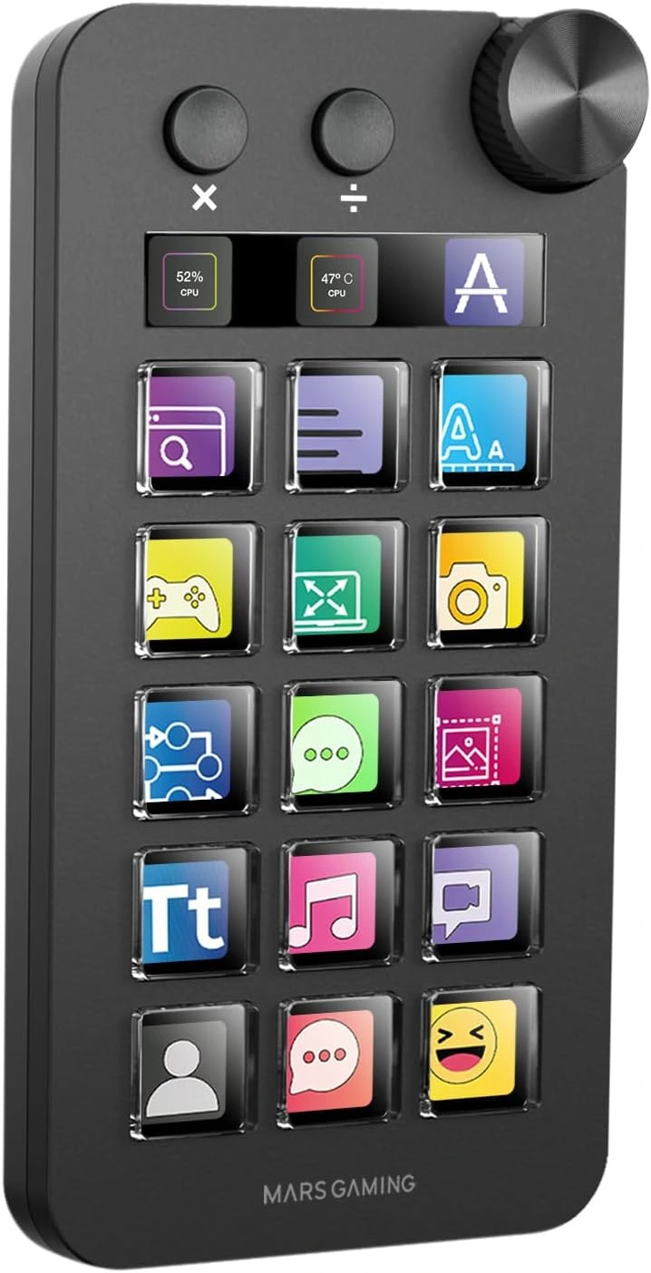 Mars Gaming MSD-Neo, Deck Controller, 15 Customizable LCD Keys, Wheel and Double Button, Extended Monitoring Screen, Calculator and Numeric Keypad, Windows and macOS 10.15+ Software, Black : Amazon.com.be: Video Games