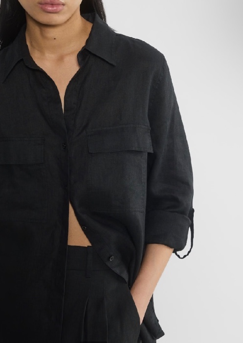 Babaton, Utility Linen Shirt Black