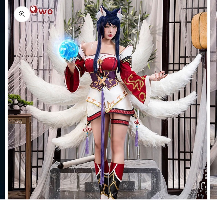 Uwowo Game Champion Nine Tailed Fox Wild Rift WR ASU Halloween Cosplay Costume - 【In Stock】L