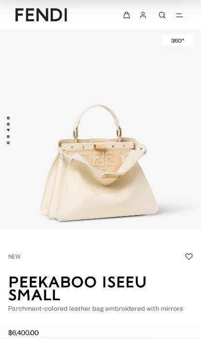 Fendi PEEKABOO ISEEU SMALL Parchment-colored leather bag embroidered with mirrors