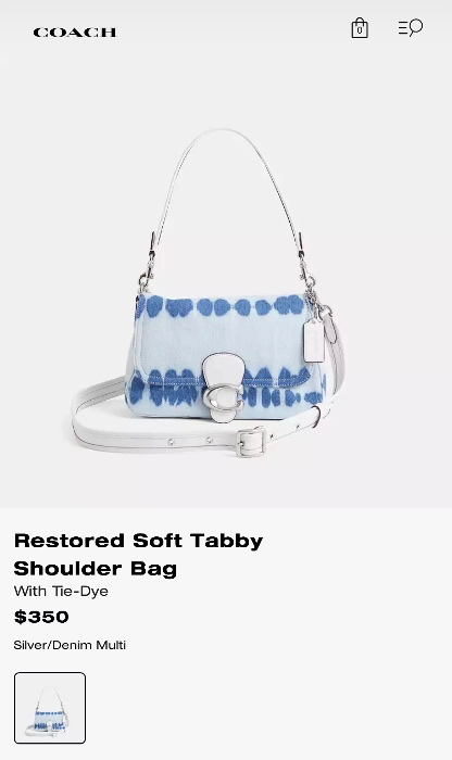 Coach Restored Soft Tabby Shoulder Bag With Tie-Dye Silver/Denim Multi