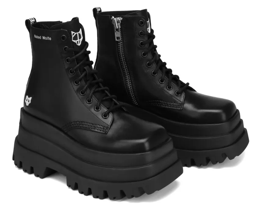 Sloane Black Leather Boots | Naked Wofle