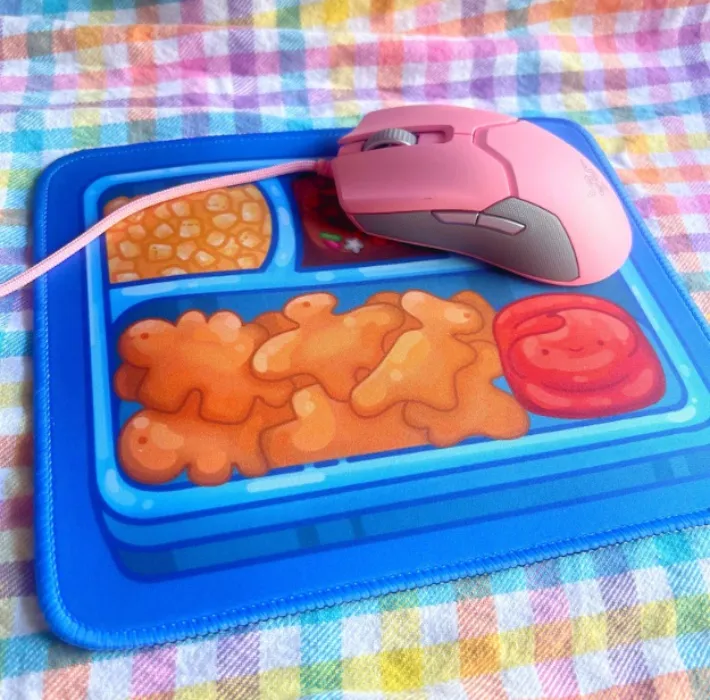 Kids TV Dinner Mousepad | Kawaii Cute Food Themed Mousepad | Kids Cuisine Childhood Nostalgia Decor