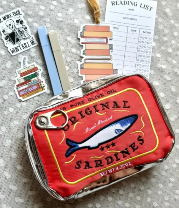 Sardine Zip Clutch, Sardine Mini Pouch, Tin Fish Sardine, Sardine Gift, Book Lovers Gift Box For Women, Sardines Lover, Trendy Sardine Gift