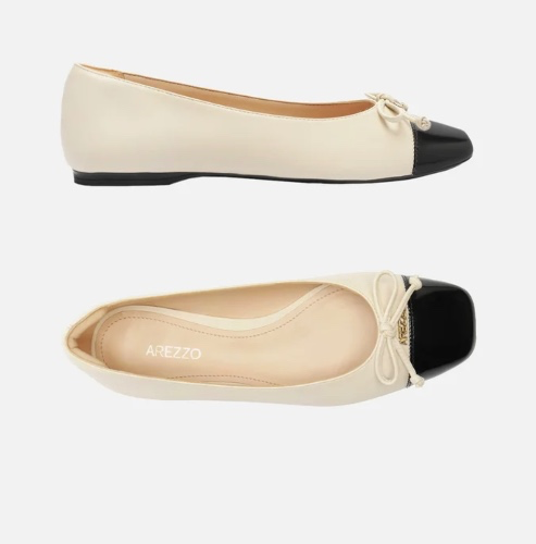 Arezzo flats off white + black point