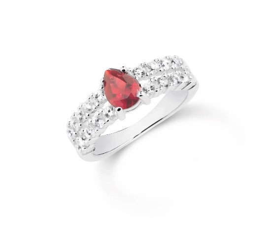 Life by Vivara ring with red stone