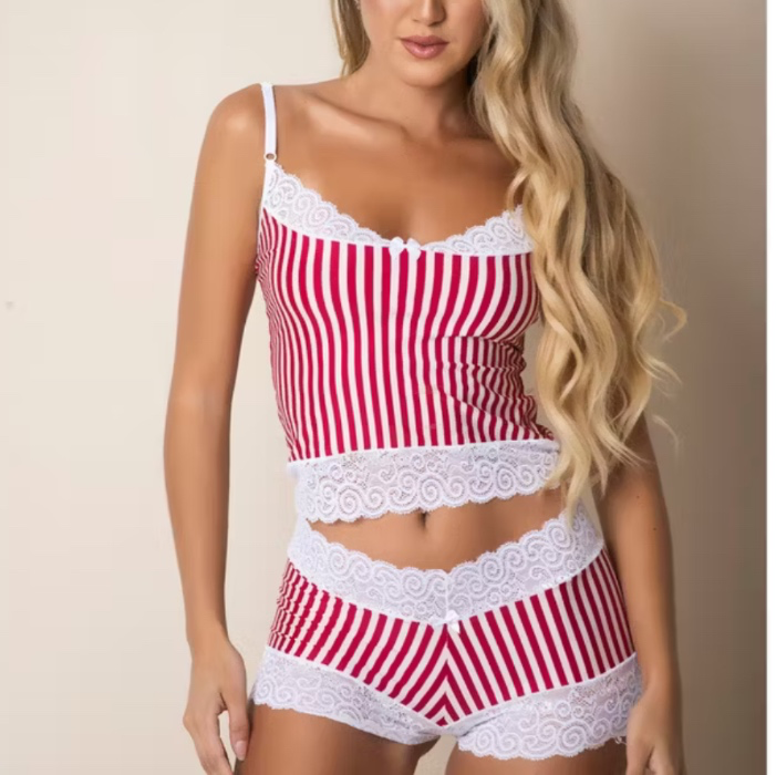 Red and white baby doll