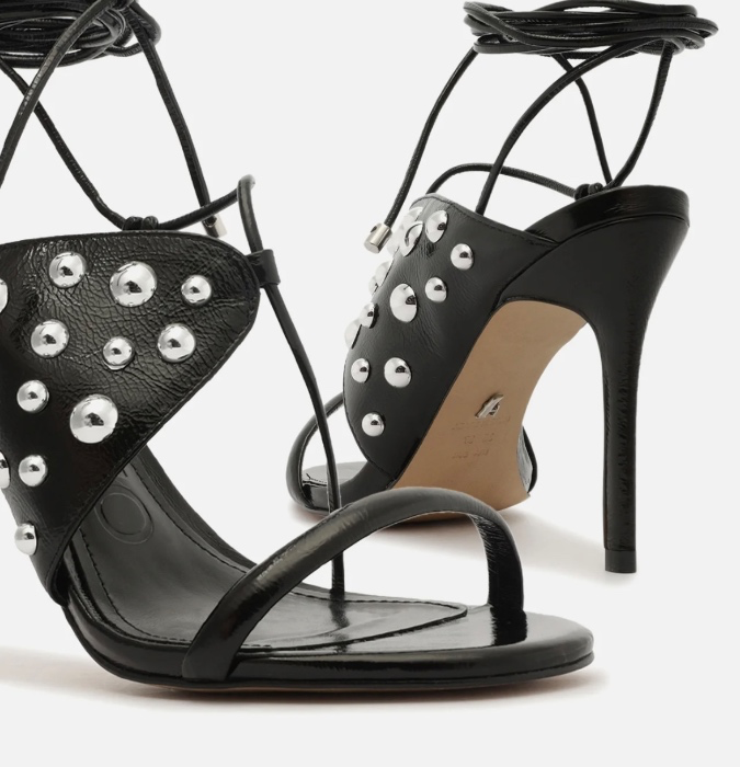 Black Leather Sandal with sparkles