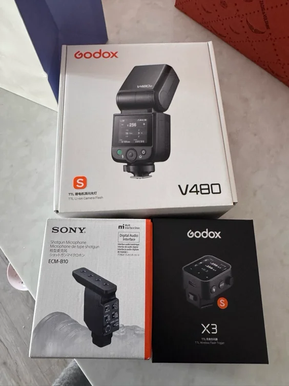 Godox Flash, Transmitter , and Microphone 