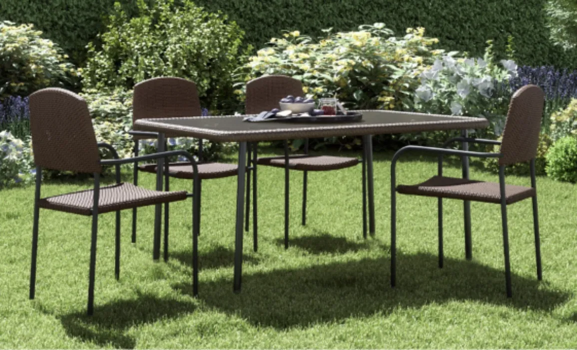 Conjunto refeição em rattan sintético castanho Naterial Zena