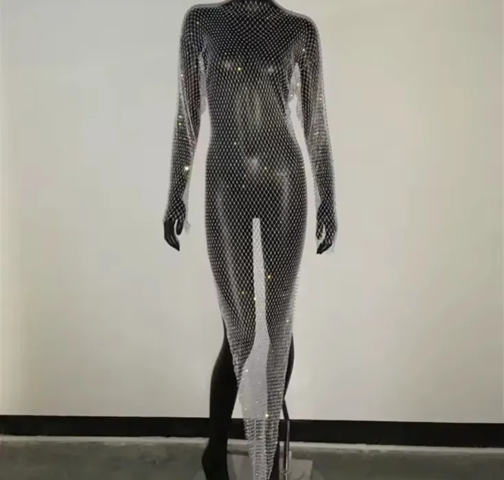 Rhinestone Fishnet Dress