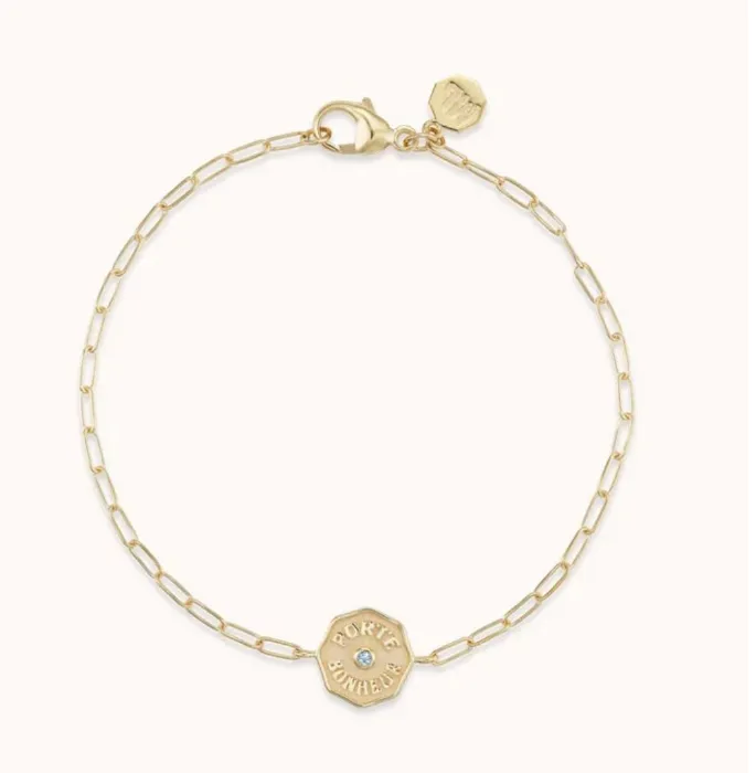 Wee PB Raised Gold Bracelet Aquamarine
