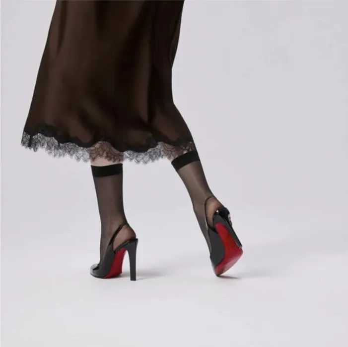 Fannylove Sling -100 mm Slingback pumps - Patent calf leather - Black - Women
