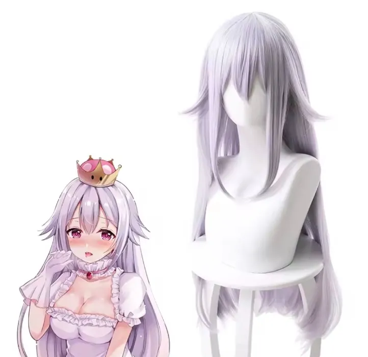 Parrucca cosplay Anime Booette Queen Boo Bowsette Boosette Parrucca bianca lunga 80 per giochi di ruolo per feste di Ognissanti - AliExpress 200000532