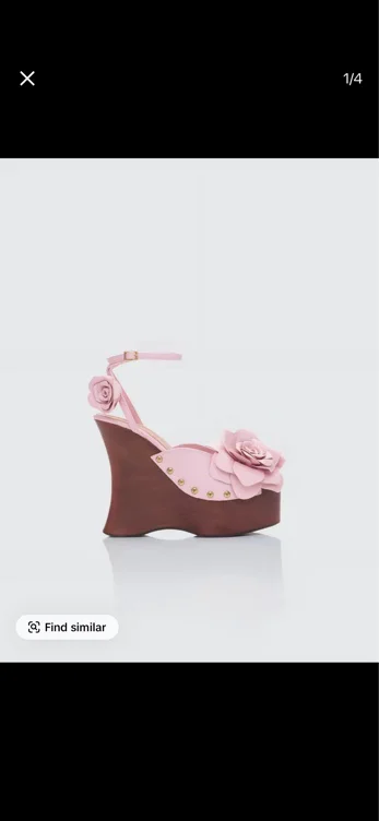 Elyanna PINK Corsage Wooden Wedges | US 7