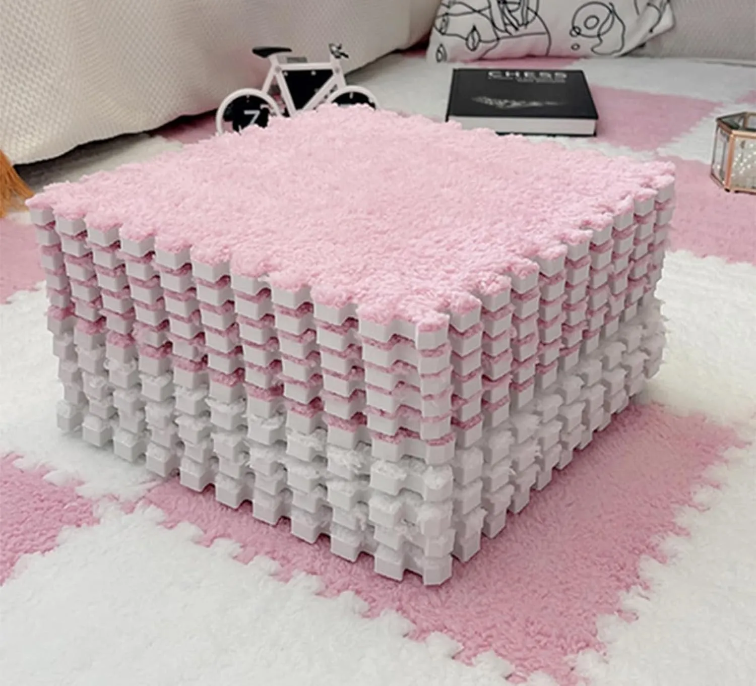 Pink & White Plush Floor Pieces