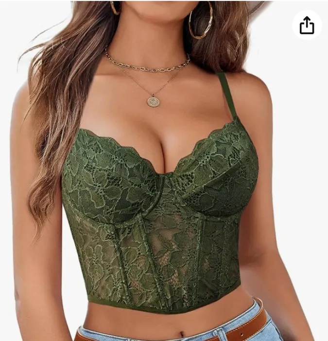Green Lace Corset Top
