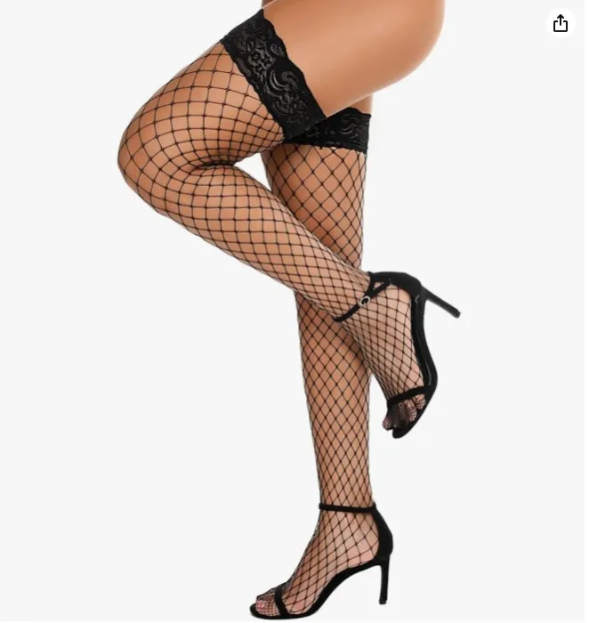 Black Thigh High Fishnets
