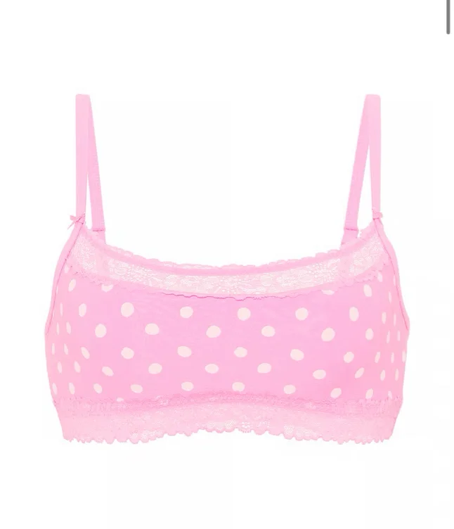 Cotton Unlined Lace-Trim Scoop Bralette