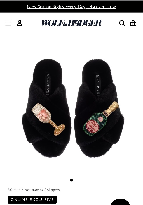 Classic Laines Slippers With Pink Champagne & Glass Brooches - Black