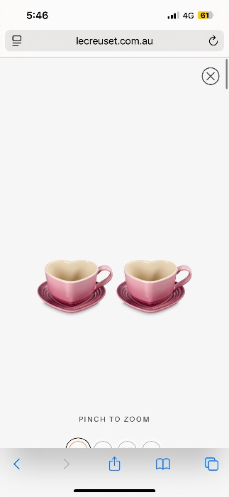 Stoneware Set of 2 Heart Mugs with Saucers