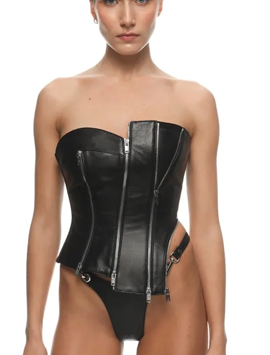 Leather Corset "Iris" Black