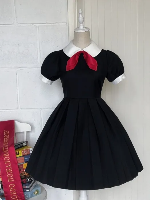 Black Pleated Maid Dress