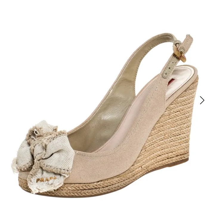 PRADA Vintage Bow Suede Pump Wedges 