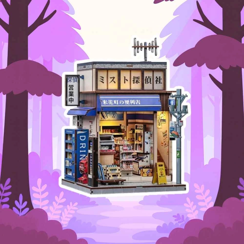 Endless Limit Japan Book Nook Kit, DIY Miniature House, Convenience Store | 3D Wooden Puzzle, Mini Dollhouse Kit, Dual-Scene Design, DIY Detective Agency, Home Decor, Craft Gifts for Adults - Beika-cho Convenience Store
