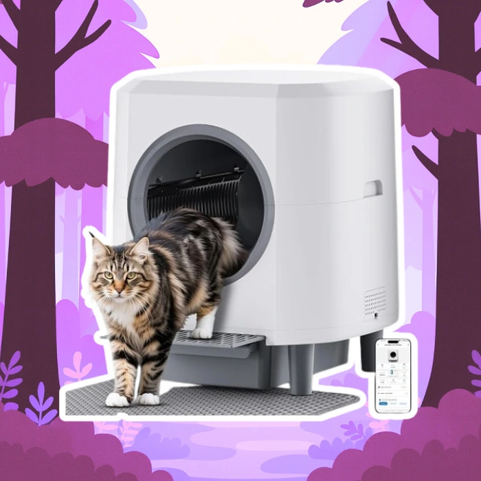 Automatic Litter Box, Self Cleaning Litter Box, Odor Control, 90L Capacity | Large with APP Control and Safety Sensor, Ellenpent, for Multiple Cats, Large Cat, with 3 Rolls of Garbage Bags - White