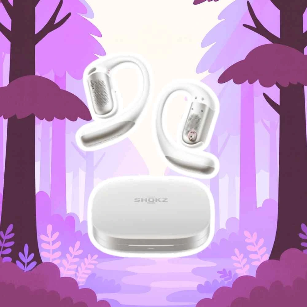SHOKZ OpenFit Pro Open-Ear Earbuds with Noise Reduction, Dolby Atmos, White | Superior Sound with Richer Details; Secure fit; AI call clarity; Up to 50H playtime; Bluetooth 6.1; IP55; Gym/Office/Cafe use - White